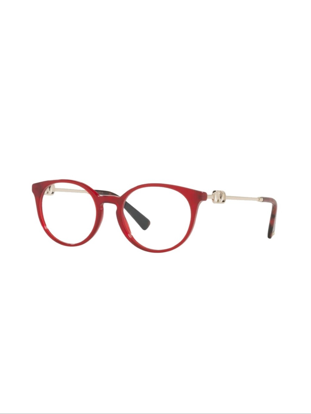 Valentino Red Gold Round Women's Eyeglasses Metal/Acetate Designer